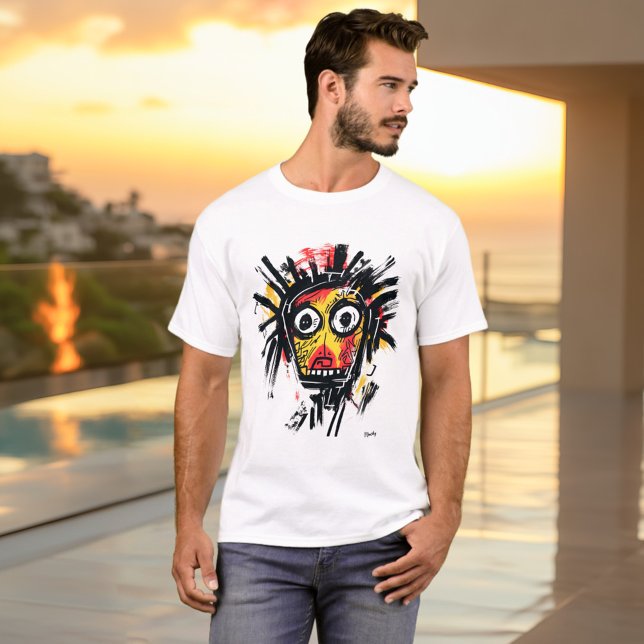 Abstract Tribal Face - Bold Red Yellow Black Urban T-Shirt (Creator Uploaded)