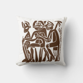 Abstract Tribal Healing Figures Cushion