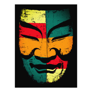 Abstract Tribal Mask Wall Art – Colourful Distress