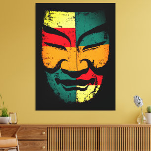 Abstract Tribal Mask Wall Art – Colourful Distress