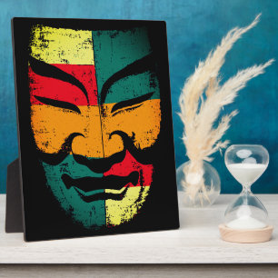 Abstract Tribal Mask Wall Art – Colourful Distress Plaque