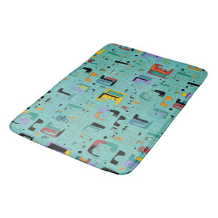 Abstract tribal maya ancient faces pattern 1 bath mat