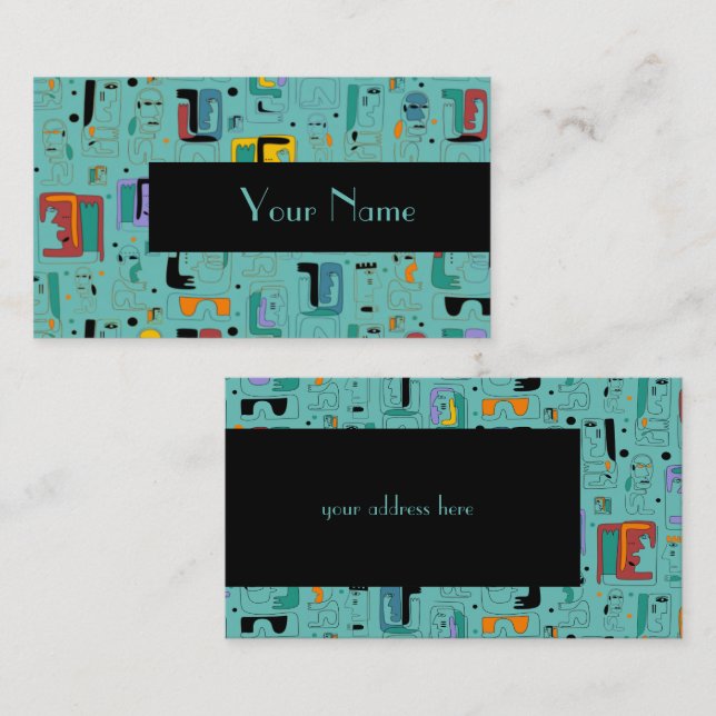 Abstract tribal maya ancient faces pattern 1 business card (Front/Back)