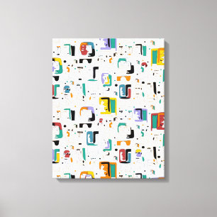 Abstract tribal maya ancient faces pattern 1 canvas print