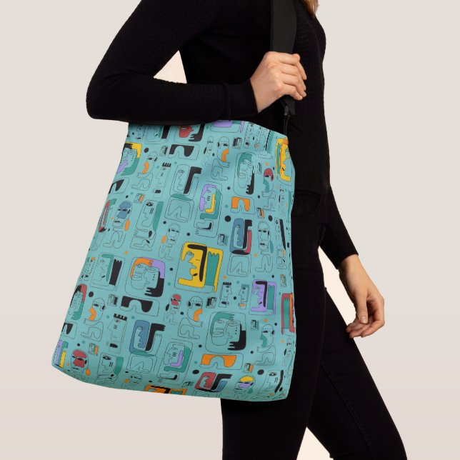 Abstract tribal maya ancient faces pattern 1 crossbody bag (Close Up)