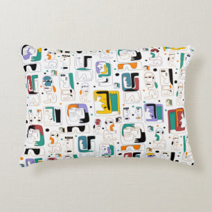 Abstract tribal maya ancient faces pattern 1 decorative cushion