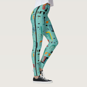 Abstract tribal maya ancient faces pattern 1 leggings