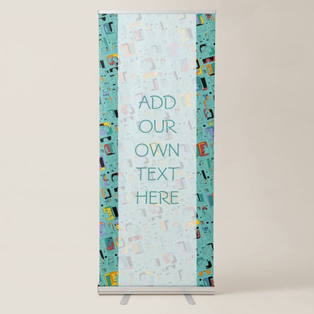 Abstract tribal maya ancient faces pattern 1 retractable banner (Front)