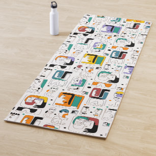 Abstract tribal maya ancient faces pattern 1 yoga mat