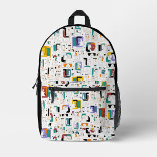Abstract tribal maya ancient faces pattern 2 printed backpack