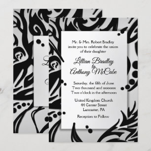 Abstract Tribal Silver Wedding Invitation Olive