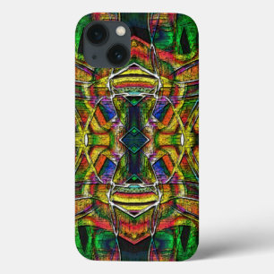 Abstract tribal style designs, carved iPhone 13 case