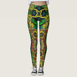 Abstract tribal style designs, carved leggings