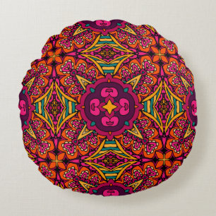 Abstract Tribal vintage ethnic seamless pattern or Round Cushion