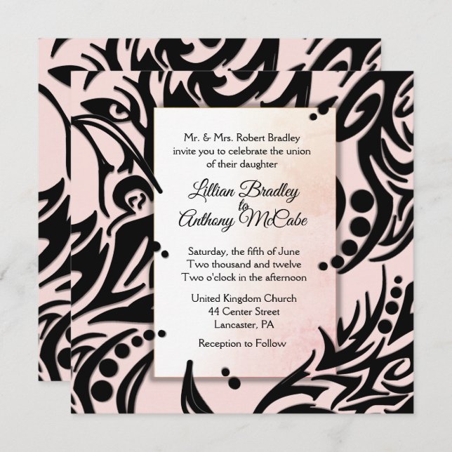 Abstract Tribal Wedding Invitation (Front/Back)