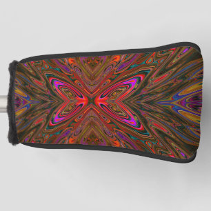 Abstract Trippy Orange and Magenta Butterfly Golf Head Cover