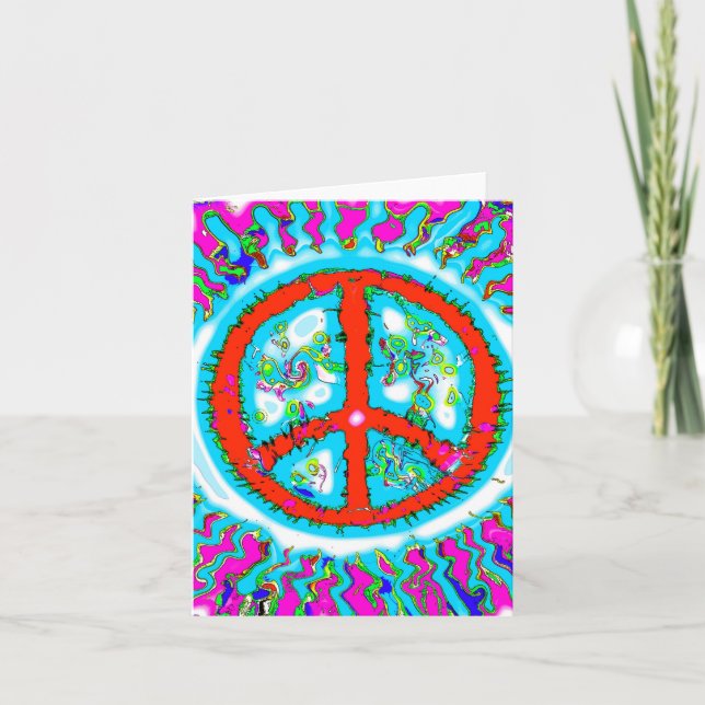Abstract Trippy Peace Sign Card (Front)