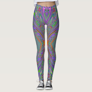 Abstract Trippy Purple, Orange and Green Butterfly Leggings