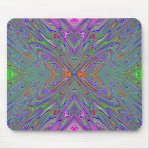 Abstract Trippy Purple, Orange and Green Butterfly Mouse Mat