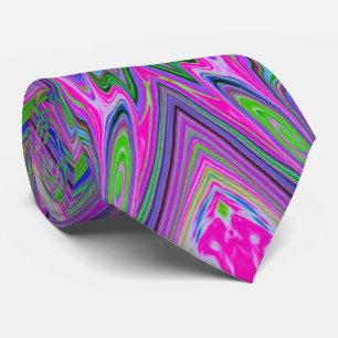 Abstract Trippy Purple, Orange and Green Butterfly Tie