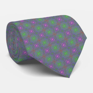 Abstract Trippy Purple, Orange and Green Butterfly Tie