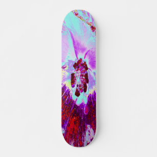 Abstract Tropical Aqua and Purple Hibiscus Flower Skateboard