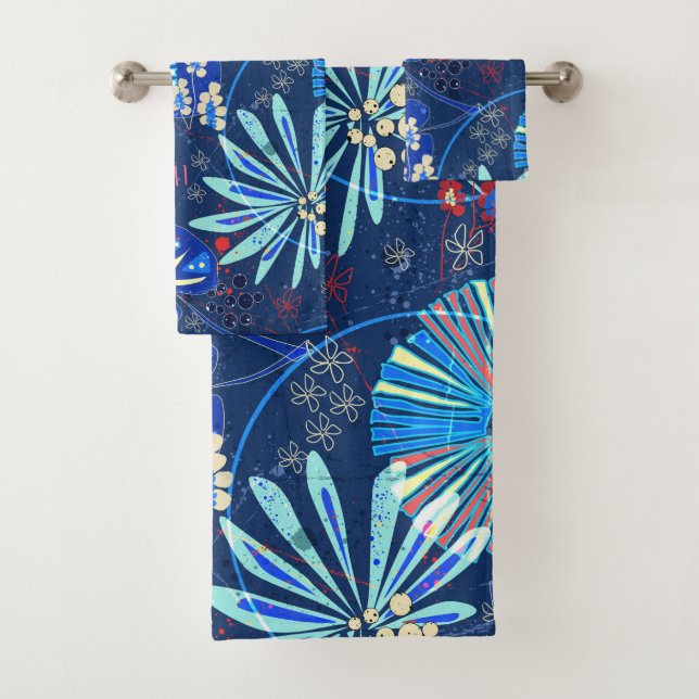 Abstract  tropical bath towel set (Insitu)