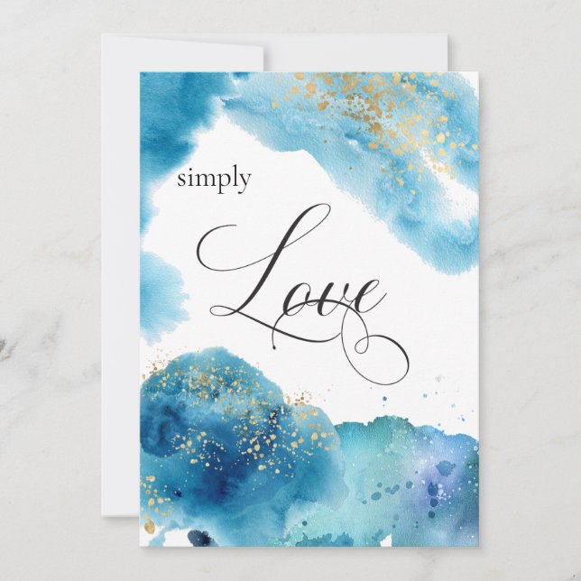 *~* Abstract Tropical Beach Glitter Waves Wedding Invitation (Front)