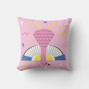 Abstract Tropical Bird: Bright Vintage. Cushion