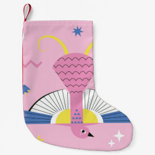 Abstract Tropical Bird: Bright Vintage. Small Christmas Stocking