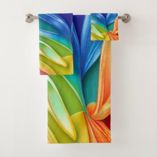 Abstract Tropical Flower Towel Set