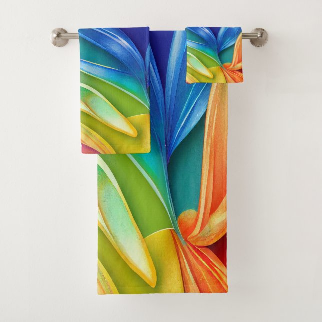 Abstract Tropical Flower Towel Set (Insitu)