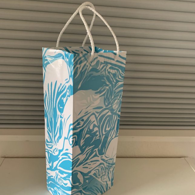 Abstract Tropical Flowers Floral Wine Gift Bag (Creator Uploaded)