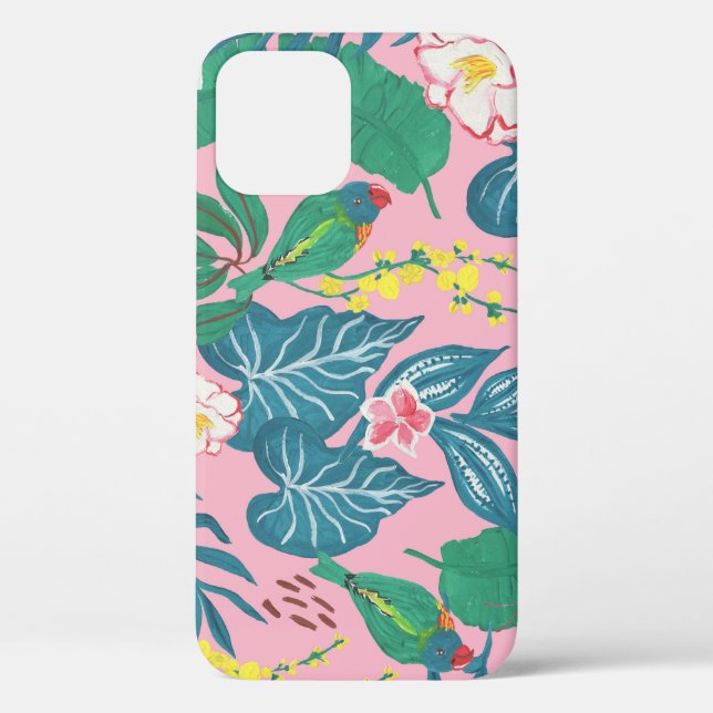 Abstract tropical flowers, guache painting pattern Case-Mate iPhone case (Back)