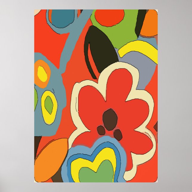 Abstract Tropical Flowers Poster (Front)