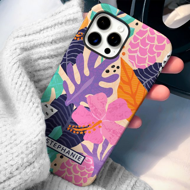 Abstract Tropical Jungle Custom Name Case-Mate iPhone Case (Creator Uploaded)