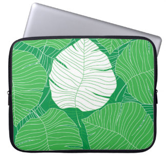 Abstract tropical leaf, artistic painting. laptop sleeve