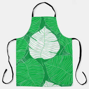 Abstract tropical leaf painting design apron