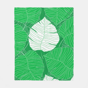 Abstract tropical leaf painting design fleece blanket