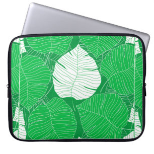 Abstract tropical leaf painting design laptop sleeve