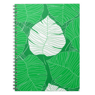 Abstract tropical leaf painting design notebook