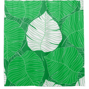 Abstract tropical leaf painting design shower curtain