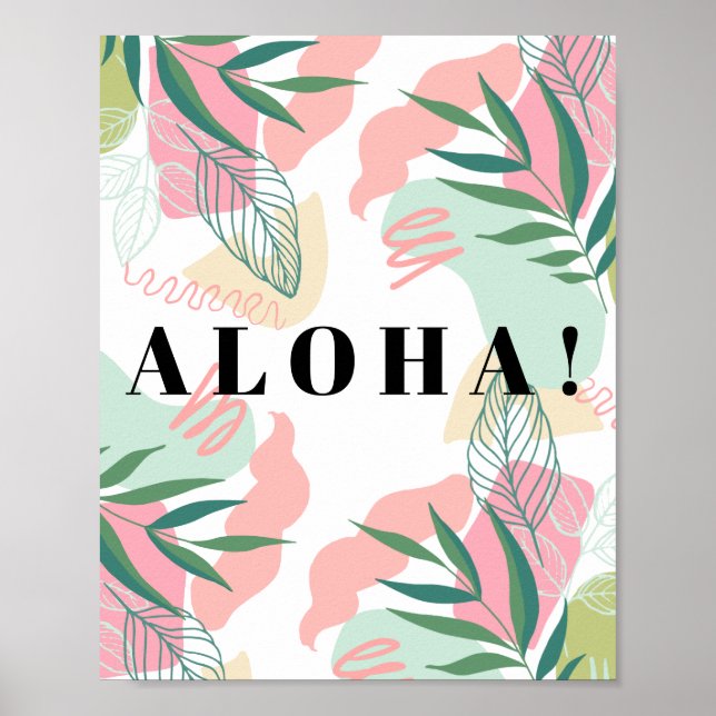 Abstract Tropical Leaves Aloha Editable Poster (Front)