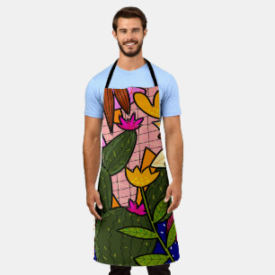 Abstract tropical leaves and flowers   apron