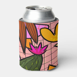 Abstract tropical leaves and flowers   can cooler