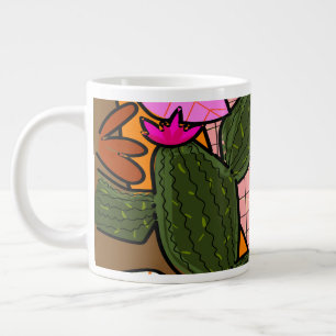 Abstract tropical leaves and flowers   large coffee mug