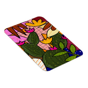 Abstract tropical leaves and flowers   magnet