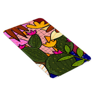 Abstract tropical leaves and flowers   magnet