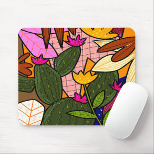 Abstract tropical leaves and flowers   mouse mat