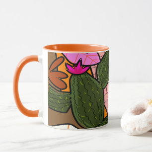Abstract tropical leaves and flowers mug